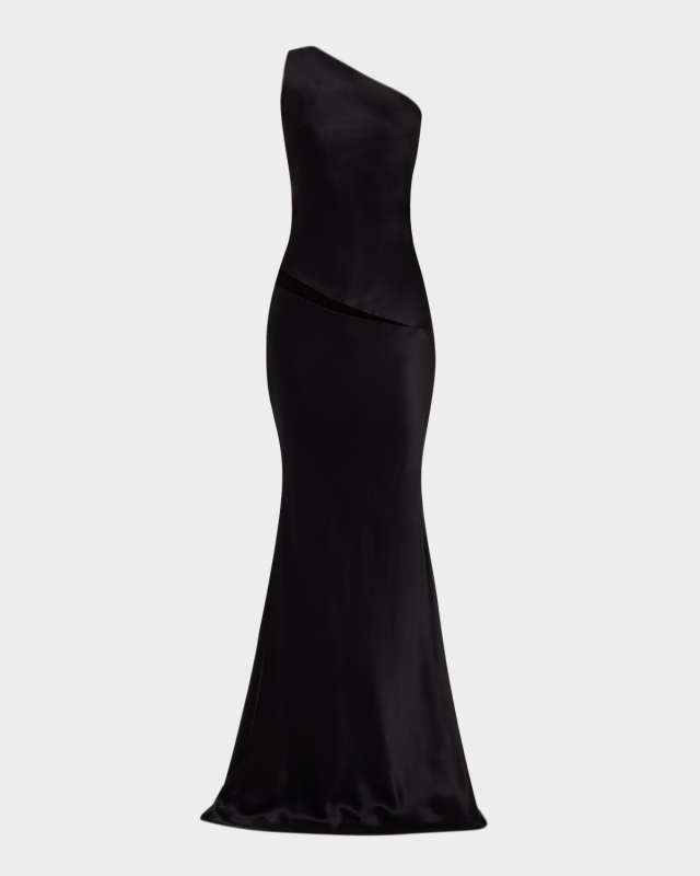 One-Shoulder Bias Silk Gown